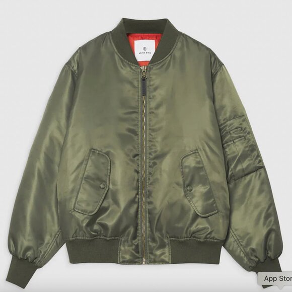 Anine Bing Leon Bomber Jacket in Army Green Size M - Picture 5 of 16